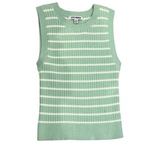 Steve Madden Mint & White Striped Knit Tank Sz M NWOT